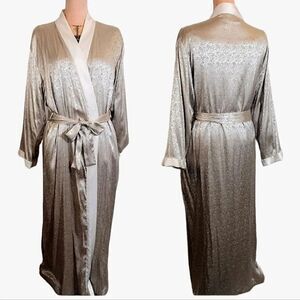 Victoria's Secret 1999 Gold Ivory Satin Textured Long Kimono Robe M/ L